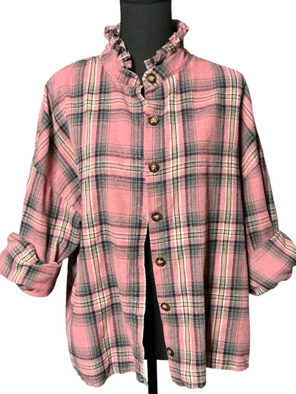 Ford Bronco Upcycled Flannel Tee Shirt Top Unique Boyfriend - Picture 6 of 11